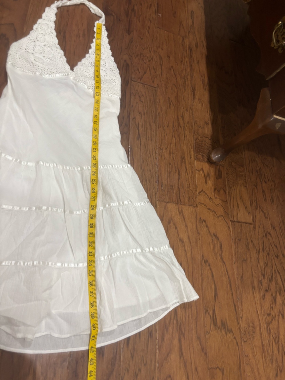 Y2K B Darlin White Crochet Halter Mini Dress Fairycore Ren Fair Boho - Picture 12 of 13